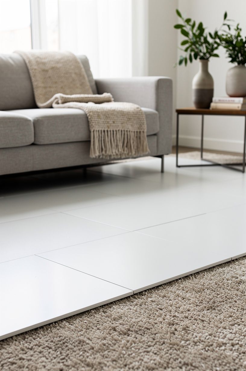 Paint the rigid overlay before adding a rug