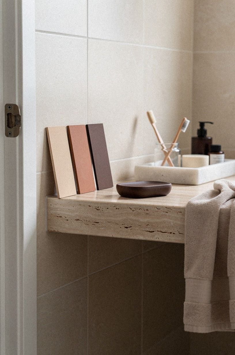 I Let the Stone Choose a Modern Travertine Palette, plum palette