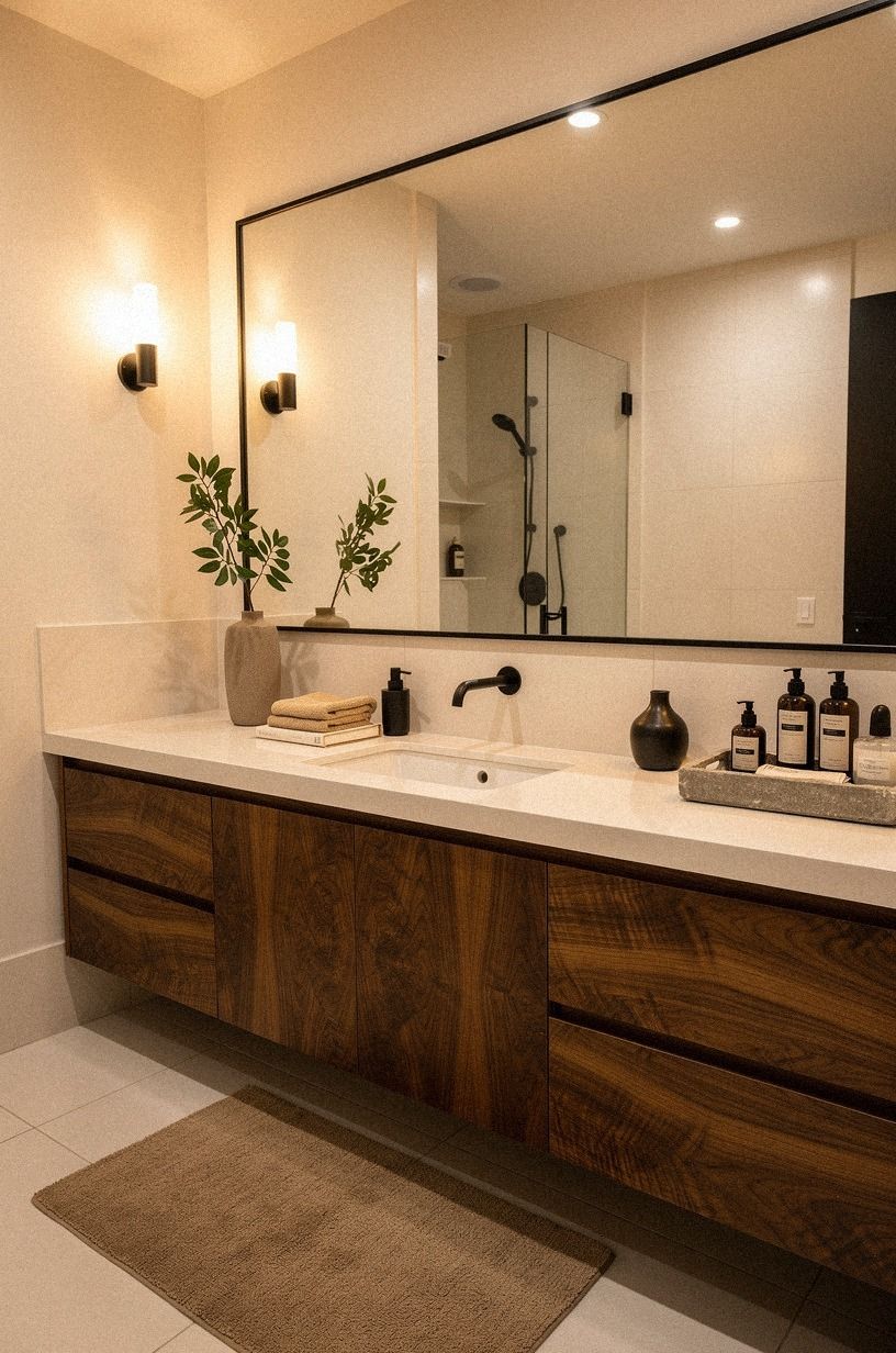 The Bathroom Now, warm white palette