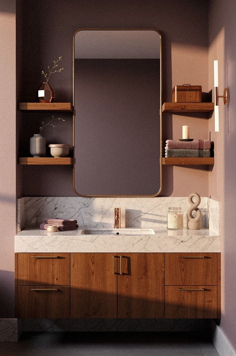 Frame the Mirror With Two Matching Shelves