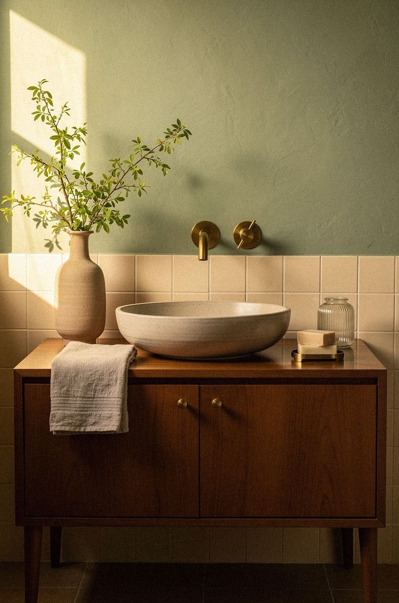What I would change in my Spanish bathrooms-inspired makeover, sage green palette