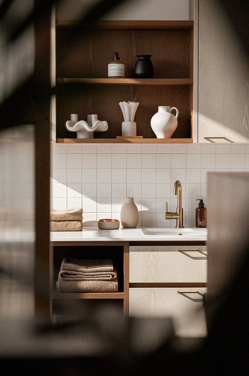 The Bathroom I Come Back To, warm white palette