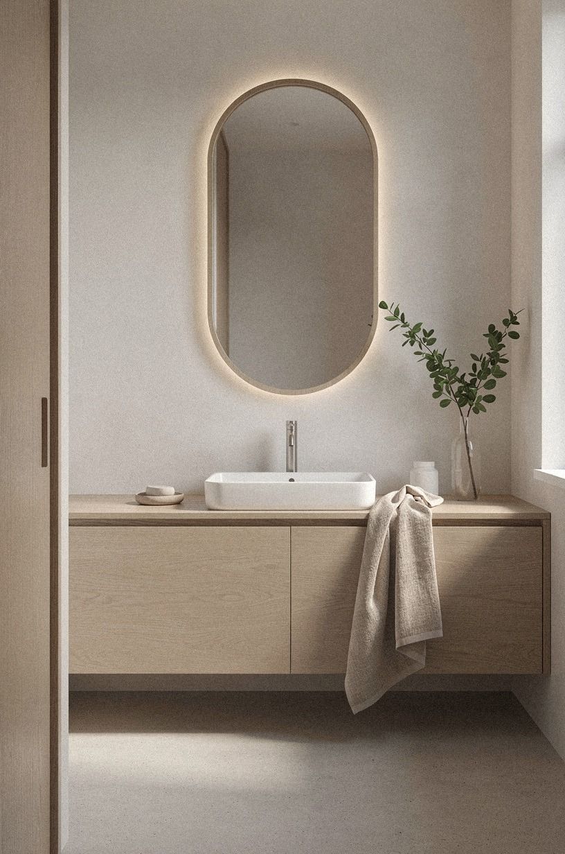 Frame the mirror with quiet curves