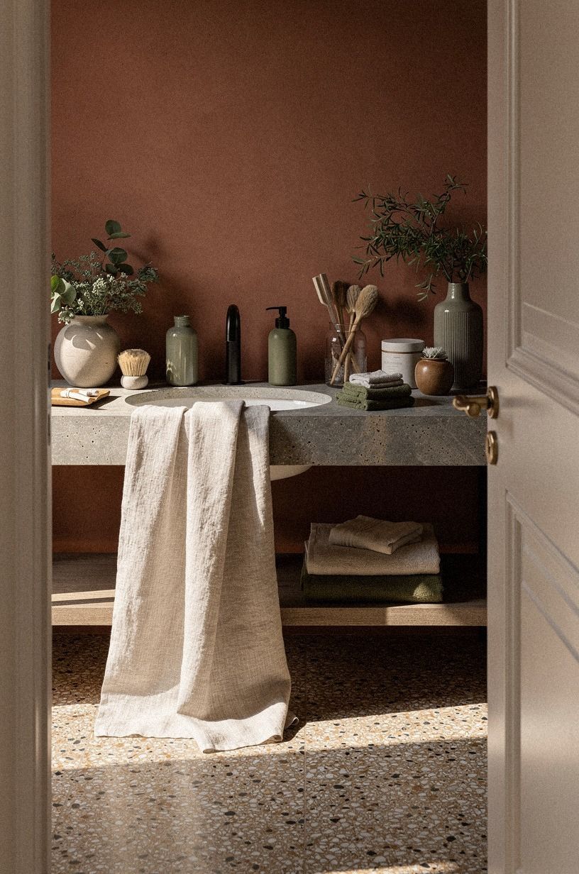 Hang Belgian flax linen near the sink