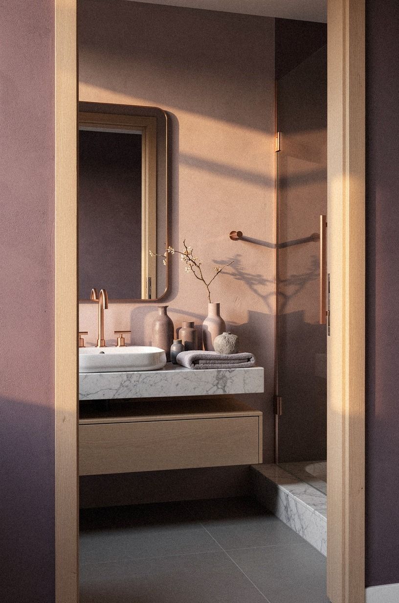 Layer Venetian plaster over pale oak