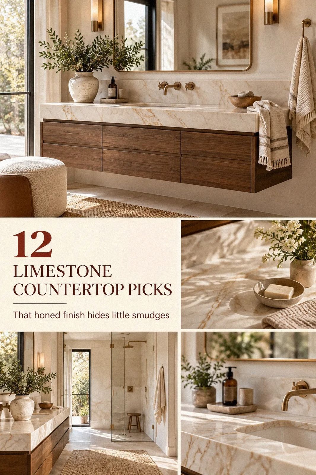 12 Limestone Countertop Ideas for a Soft, Honed Vanity Top That Feels Calm