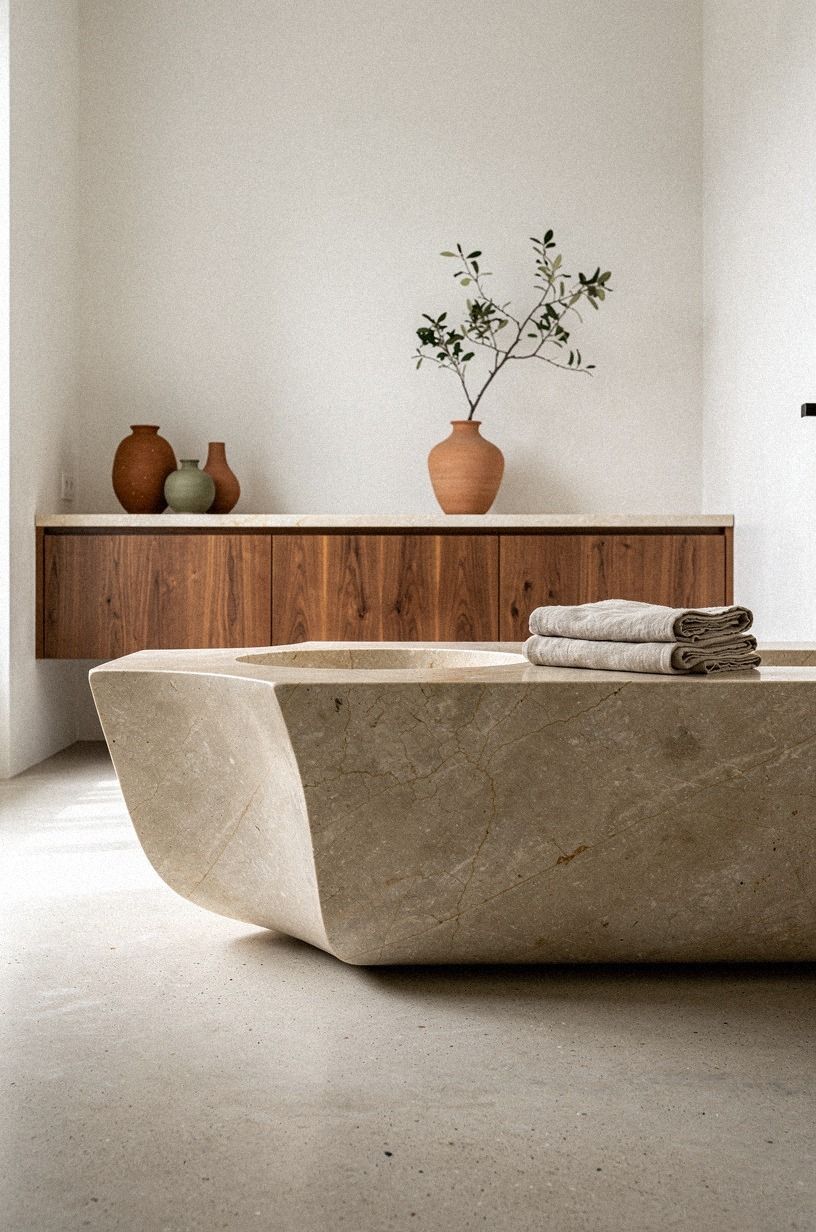Anchor the Room With a Limestone Waterfall Edge