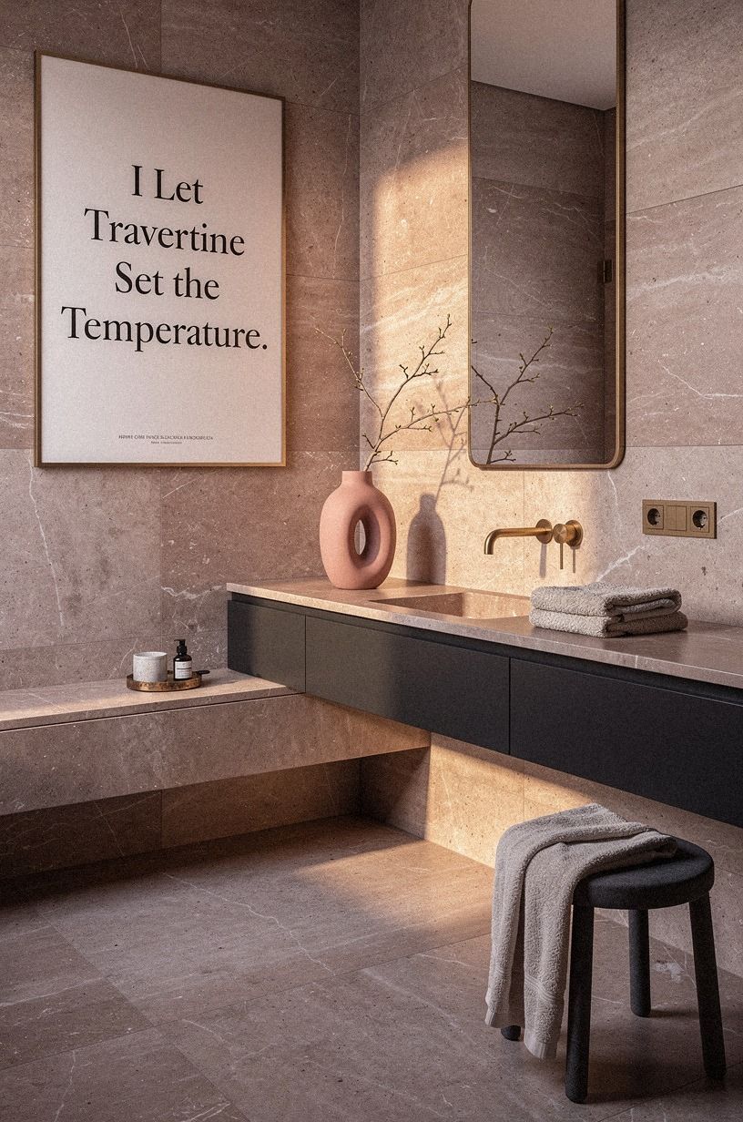 I Let Travertine Set the Temperature, dusty rose palette