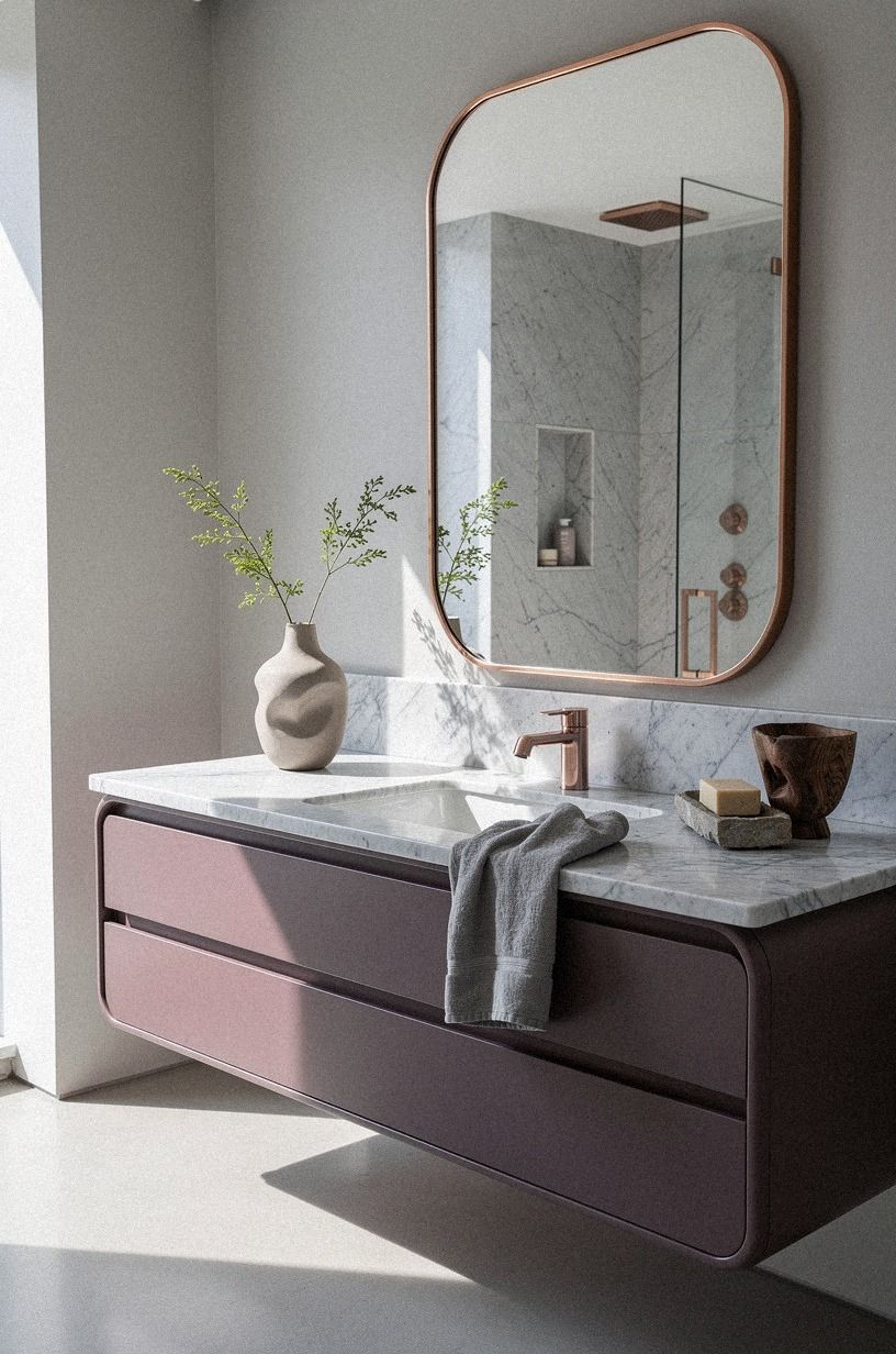 Frame the Vanity With a Calm Contrast