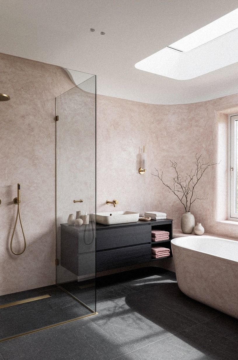 Paint the Ceiling First for a Warm White Bathroom Design
