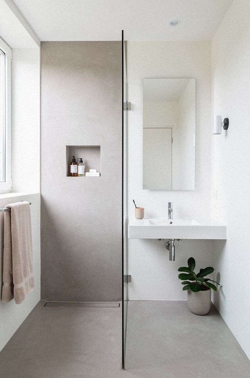 Anchor a Small Shower Flooring Zone With One Tone