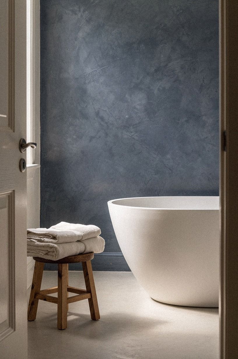 Swap tile bands for natural plaster
