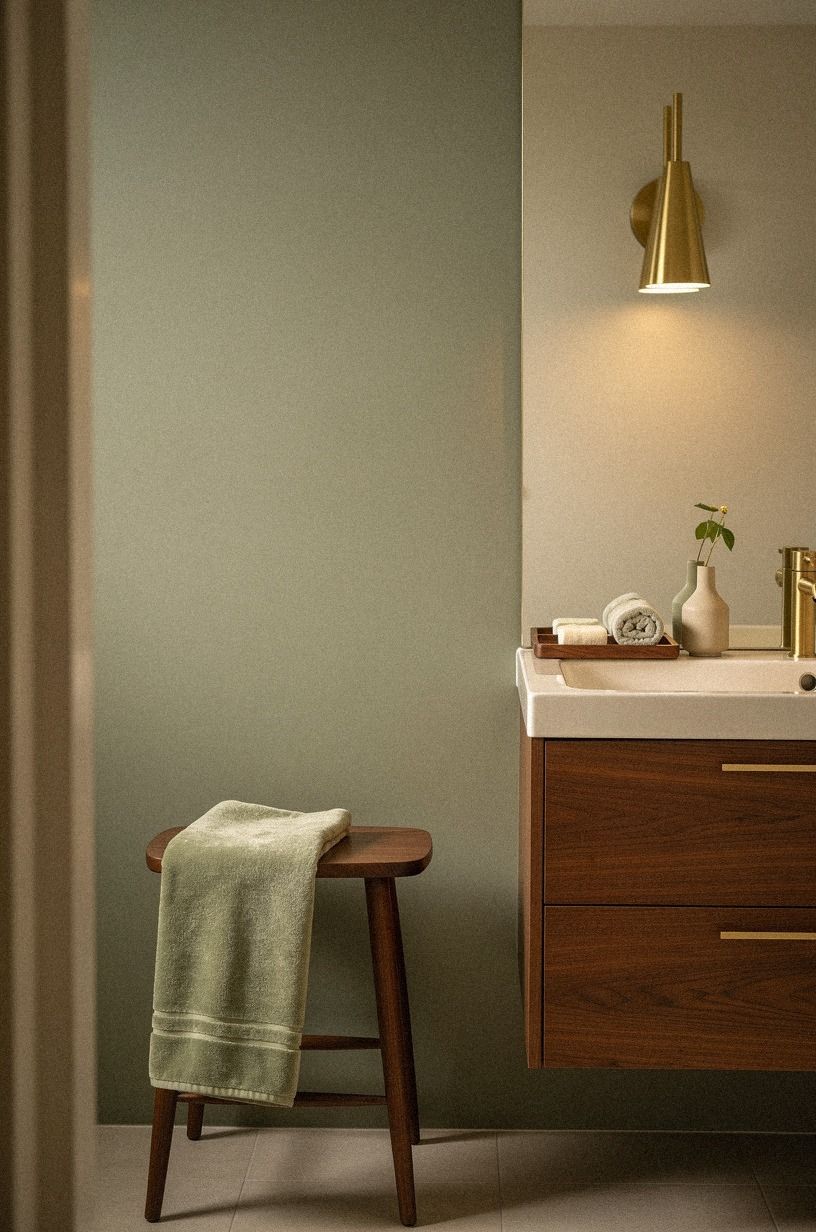Why one quiet wall works in a small bathroom