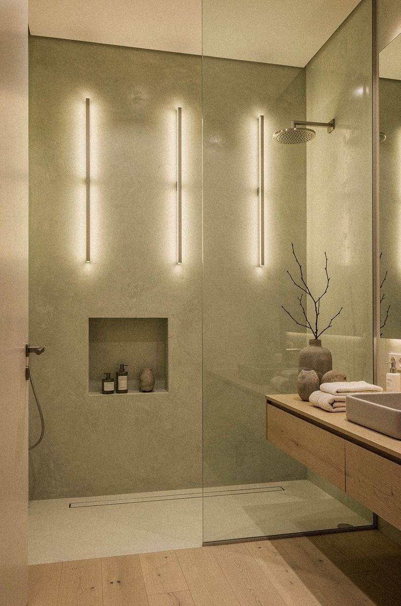 Create the Three-Height Light Stack for Your Wet Room Bathroom Design