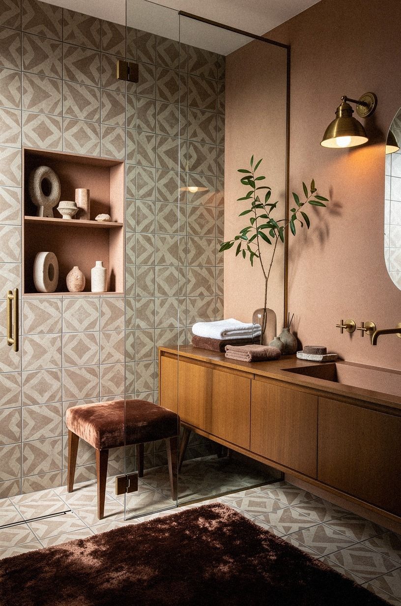 Paint the dry wall beside a bold tile field