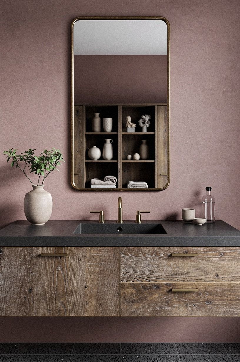 Frame the mirror with aged bronze