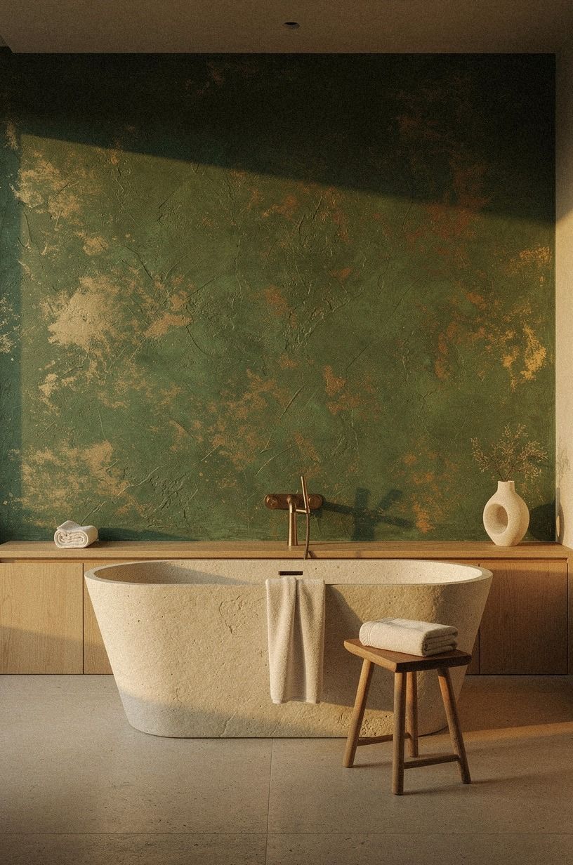Frame the tub with rustic restraint