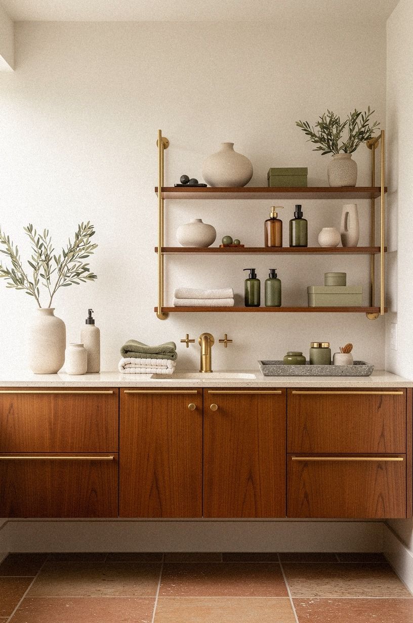 Paint the walls in a warm white bathroom design