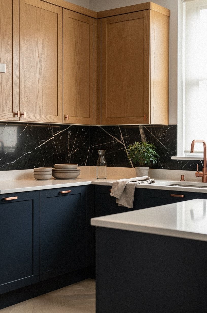 Pair modern wooden kitchen cabinets with a pale counter