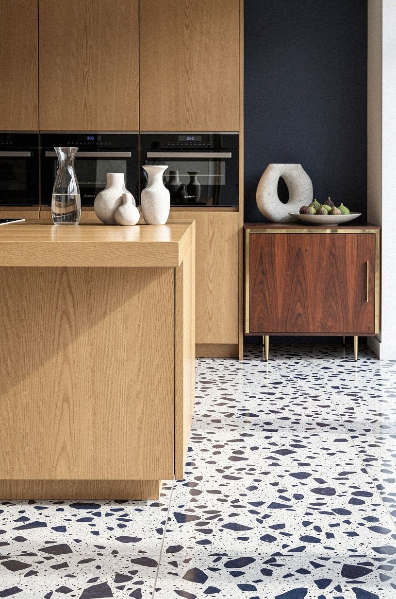 What makes oak cabinets feel modern?