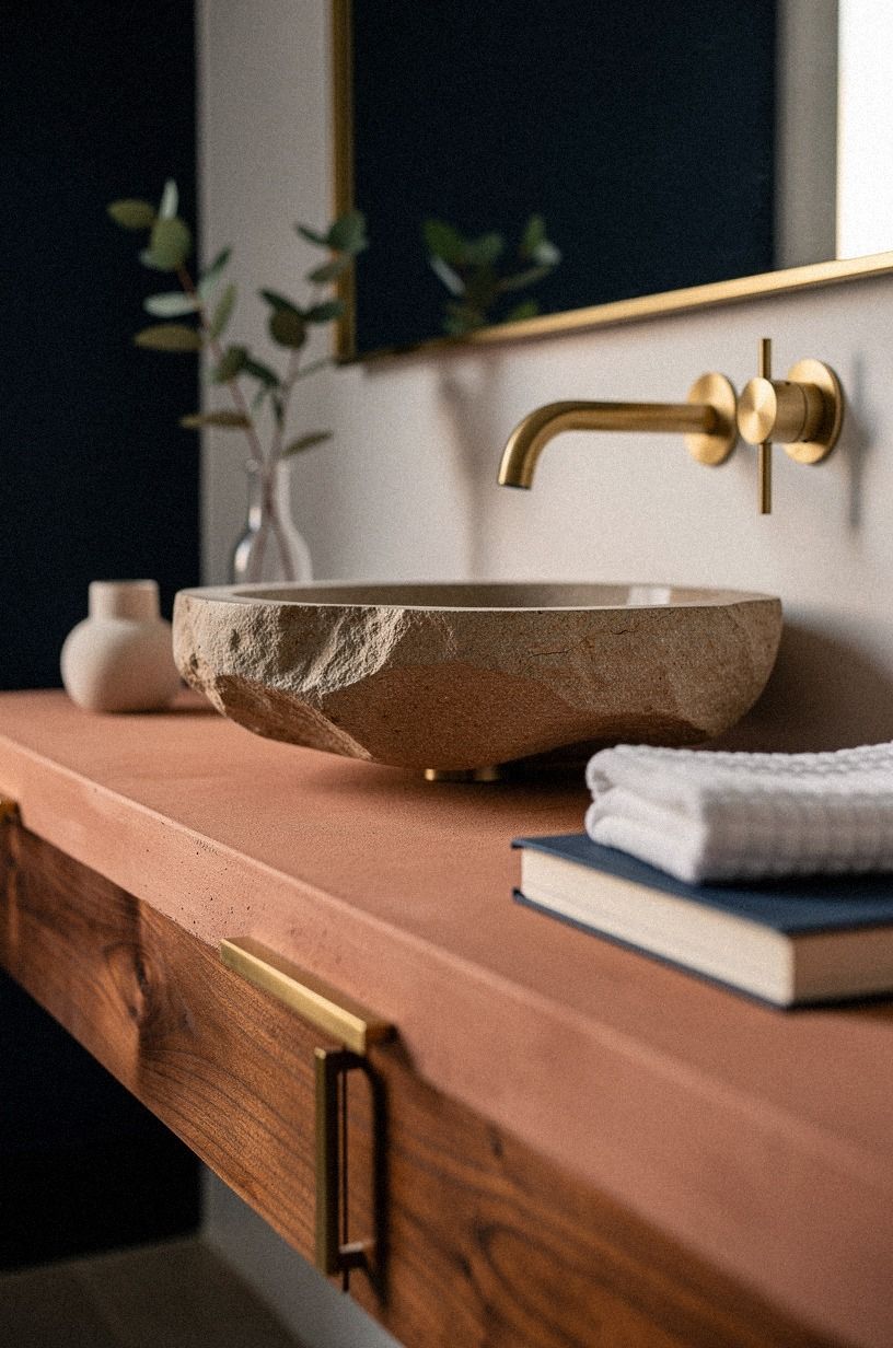 Can a Stone Basin Float Over Terracotta Plaster?