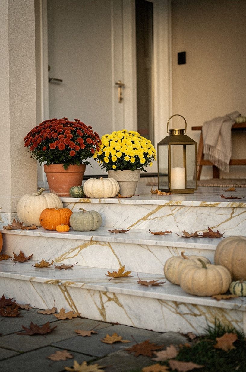 Use the Two-Pot Rule for Small Porch Mum Decor