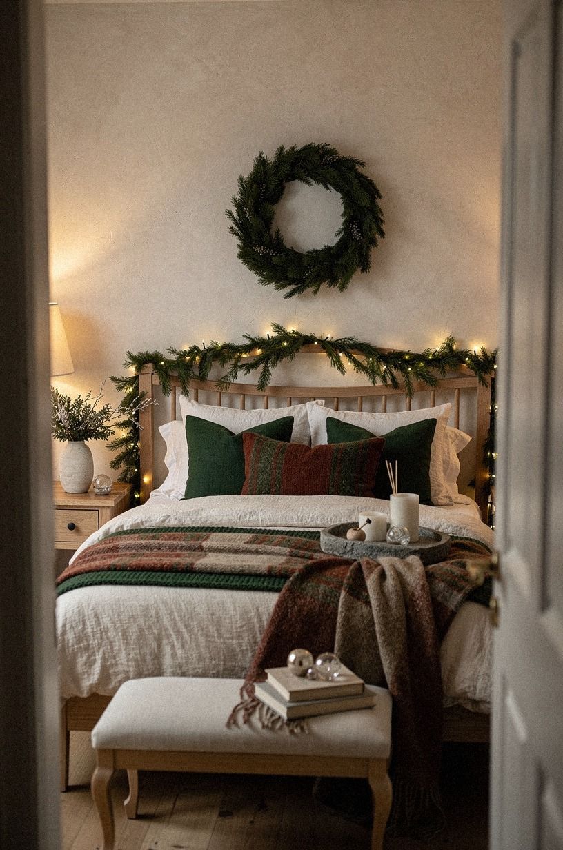 Let the Bed Carry the Comfort, forest green palette