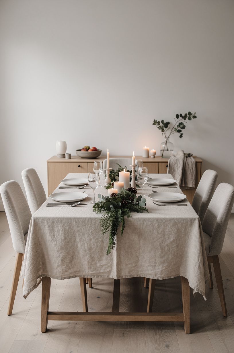 I stopped decorating around the table, forest green palette