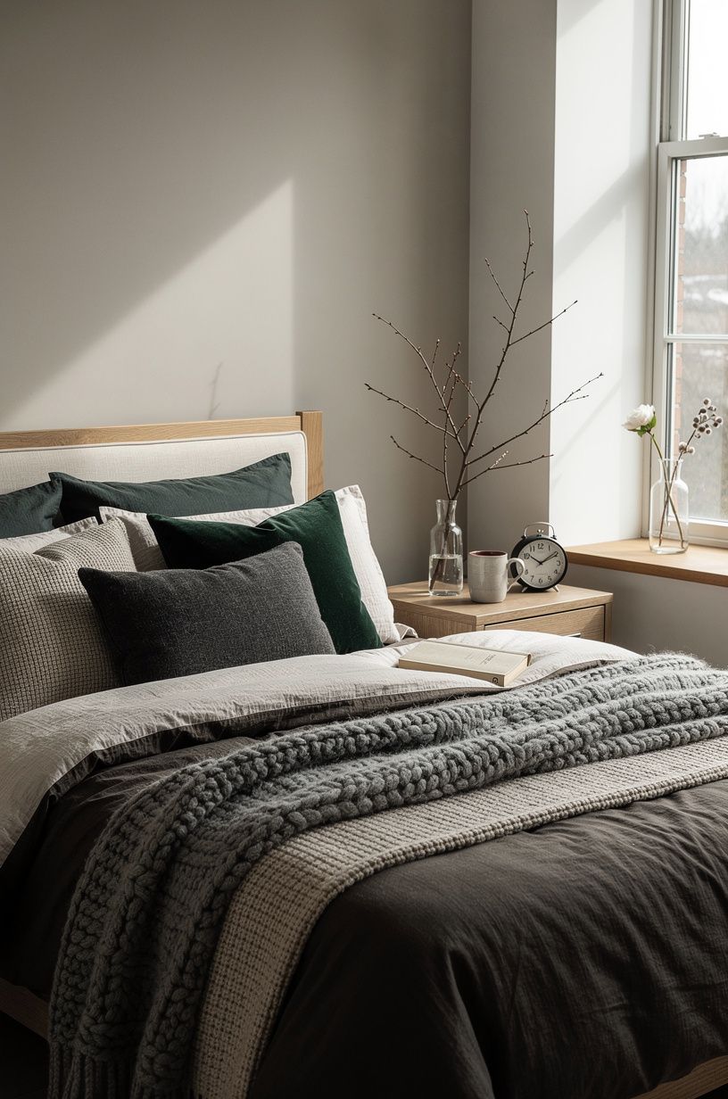 I gave the bed a softer surface in February, dusty rose palette