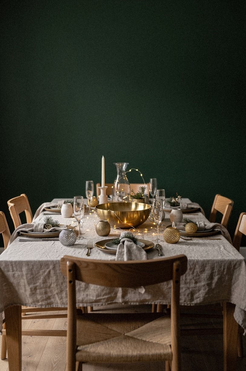 I Built the Glow Around One Brass Bowl, forest green palette