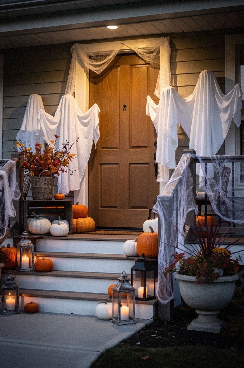 Arrange Easy Outside Halloween Decorations Around the Door