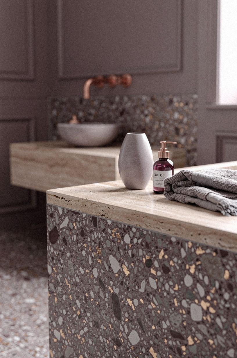 I stopped treating travertine as a trend, plum palette