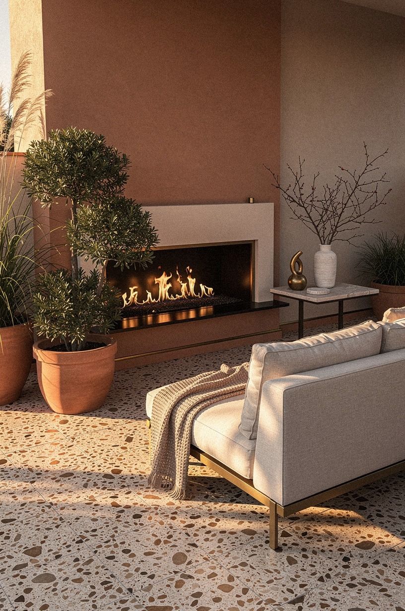 Frame the fire with paint and planting