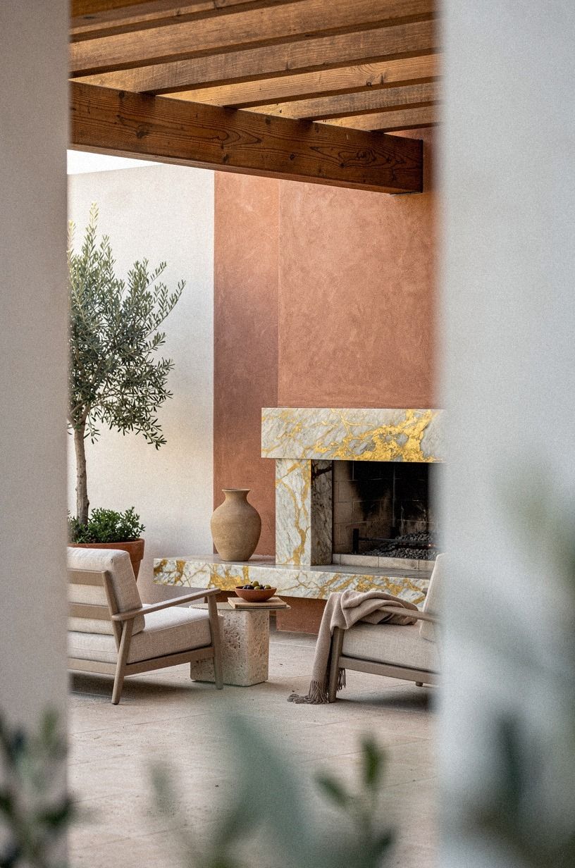 Frame the Fire With a Pergola Beam