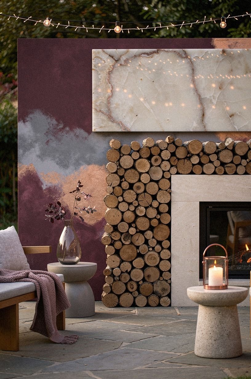 Paint a Bold Backdrop Behind the Log Stack