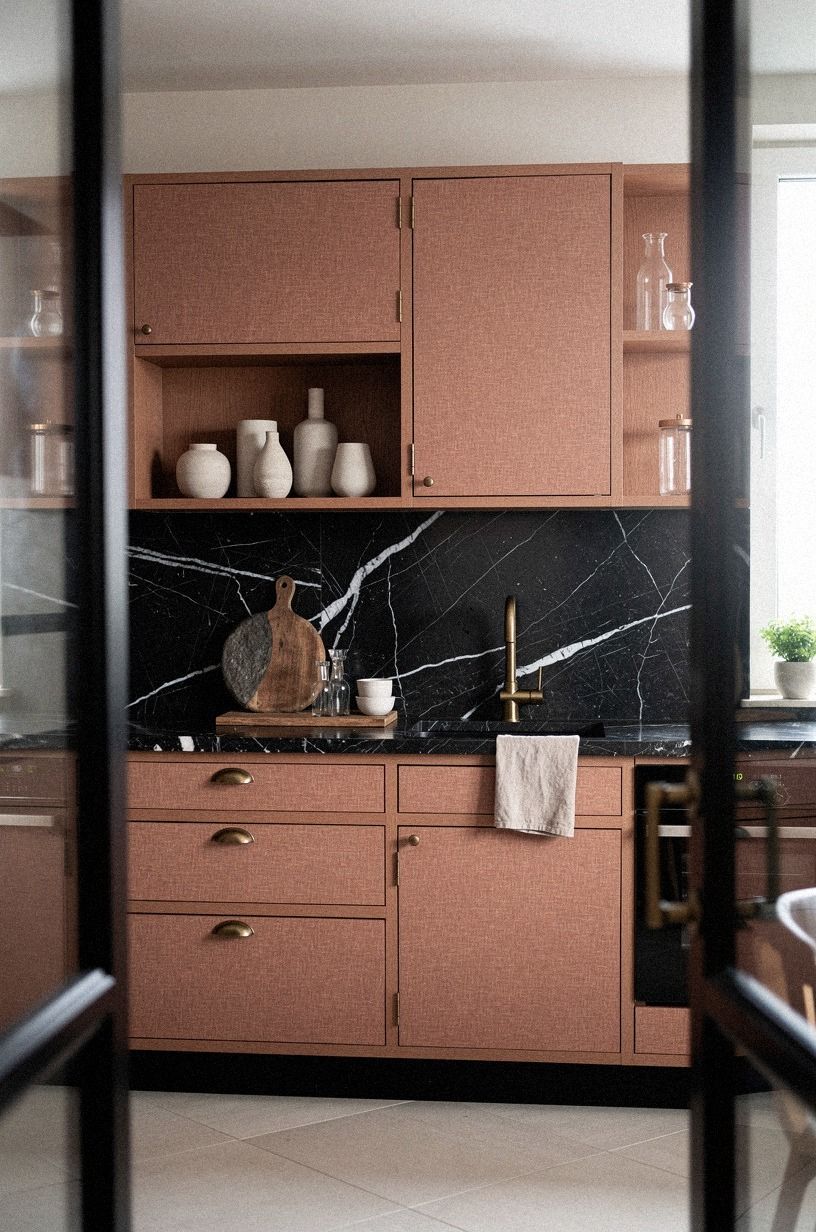 Frame Aged Brass Hardware With Softer Cabinet Covers