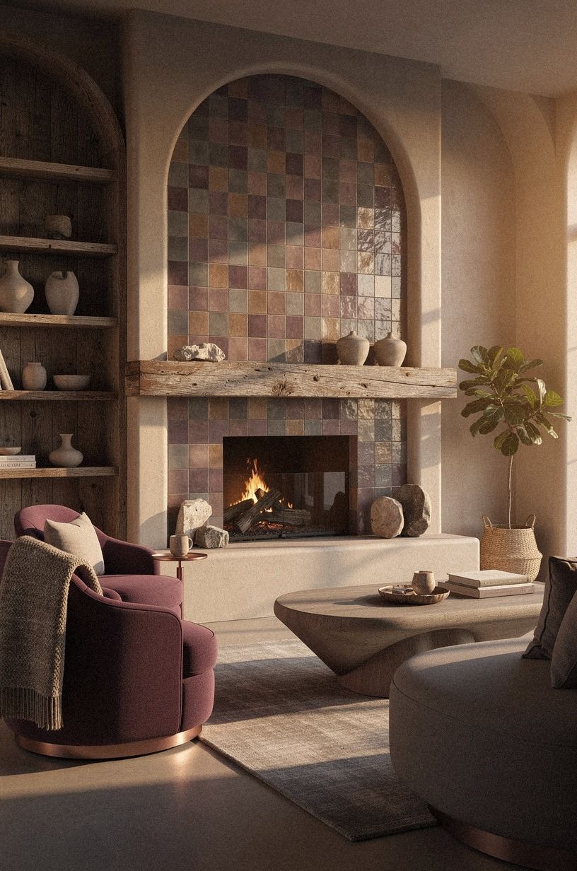 Frame the Fireplace With Stick-On Tile