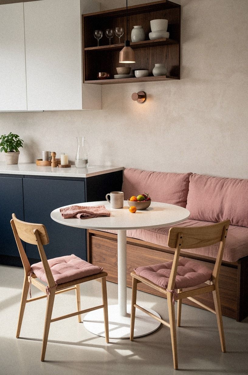 Choose Pink Over Beige Around the Breakfast Nook