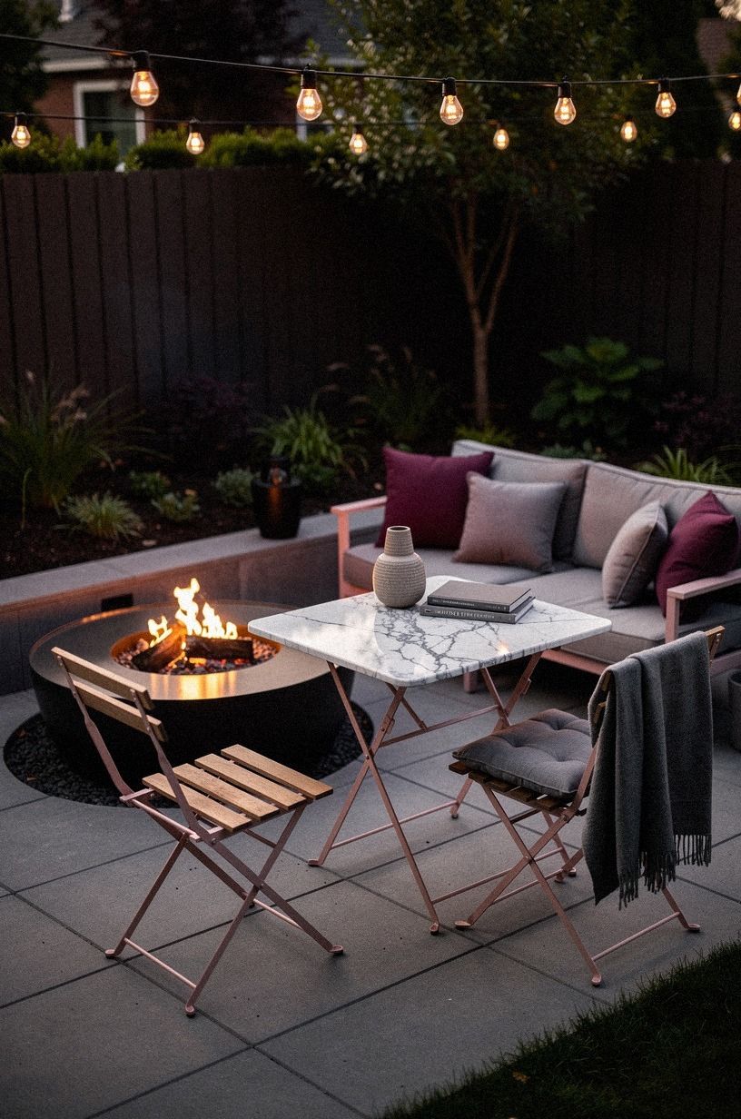 Anchor easy firepits backyard with a folding bistro table