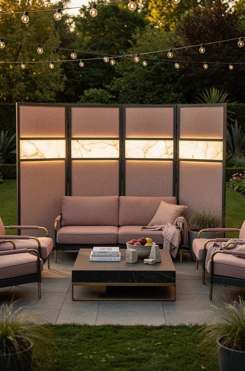 Frame the seating with a removable privacy screen