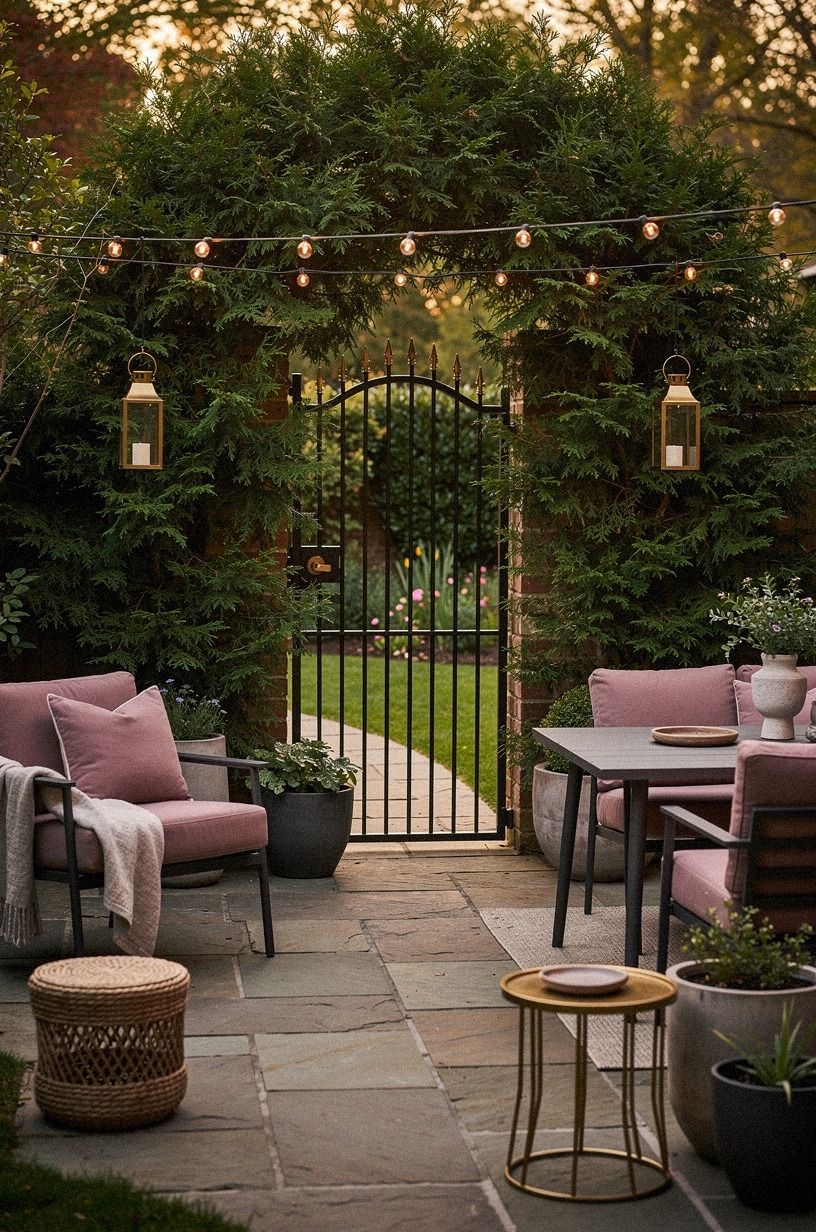 Frame the Gate With a Soft Evergreen