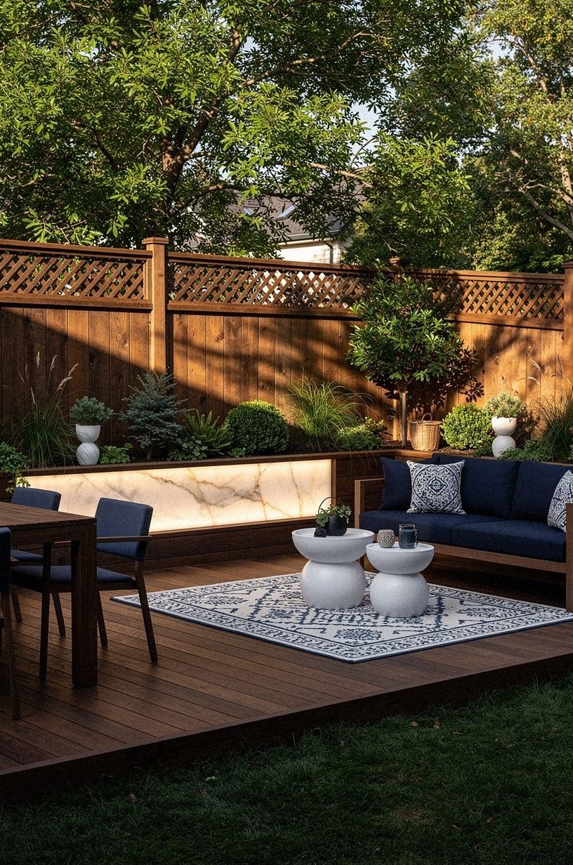 I Chose a Wood Fence With Lattice Top, navy palette