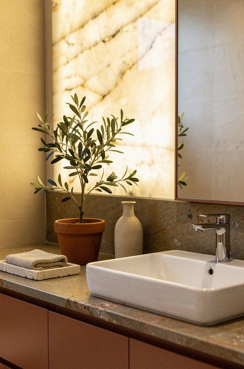 Keep a faux plant clean near the sink