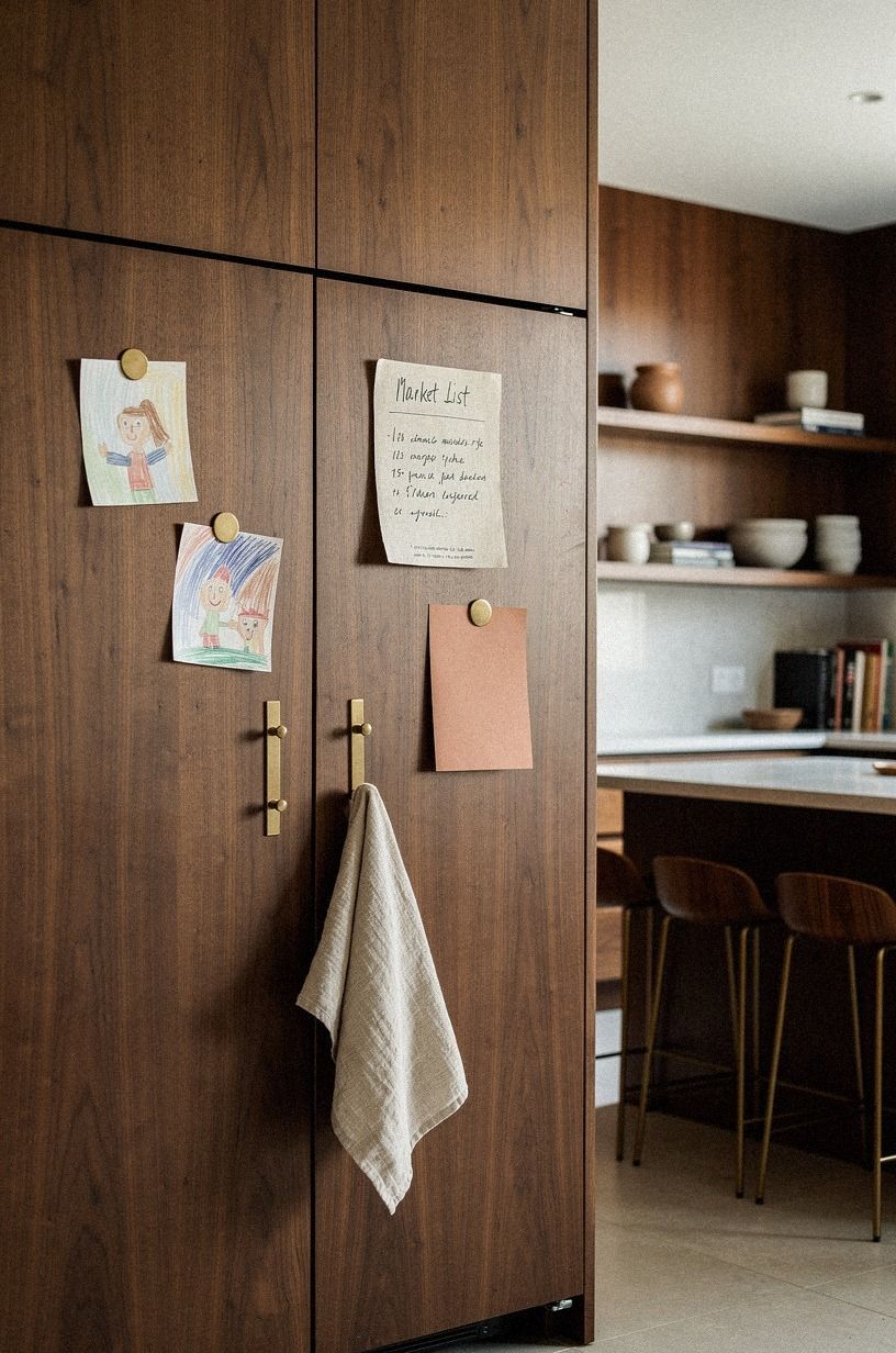 What belongs on the refrigerator wall?