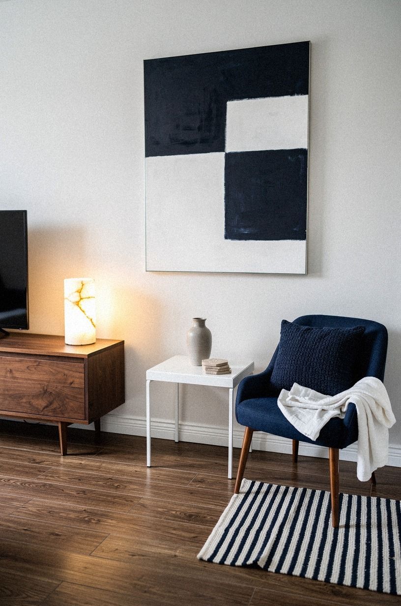 Hang art low enough to connect wall and floor