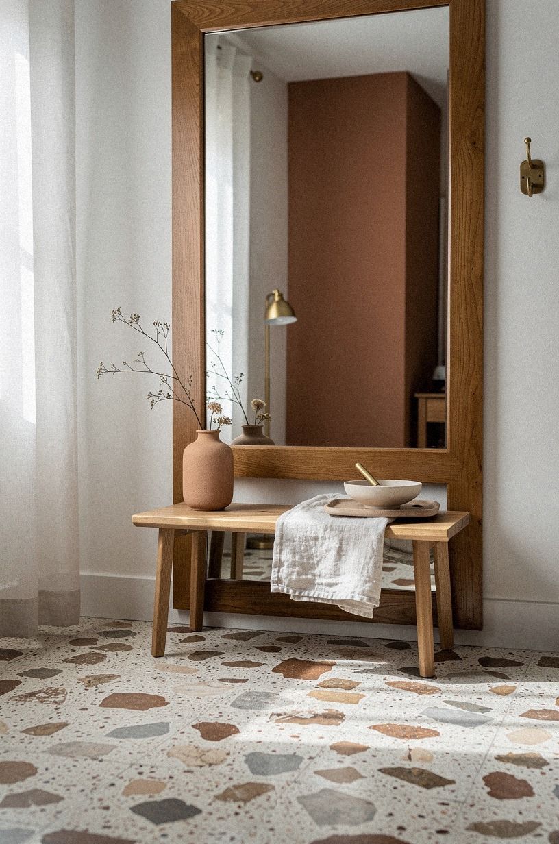 Frame a Mirror Wall with Warm Wood