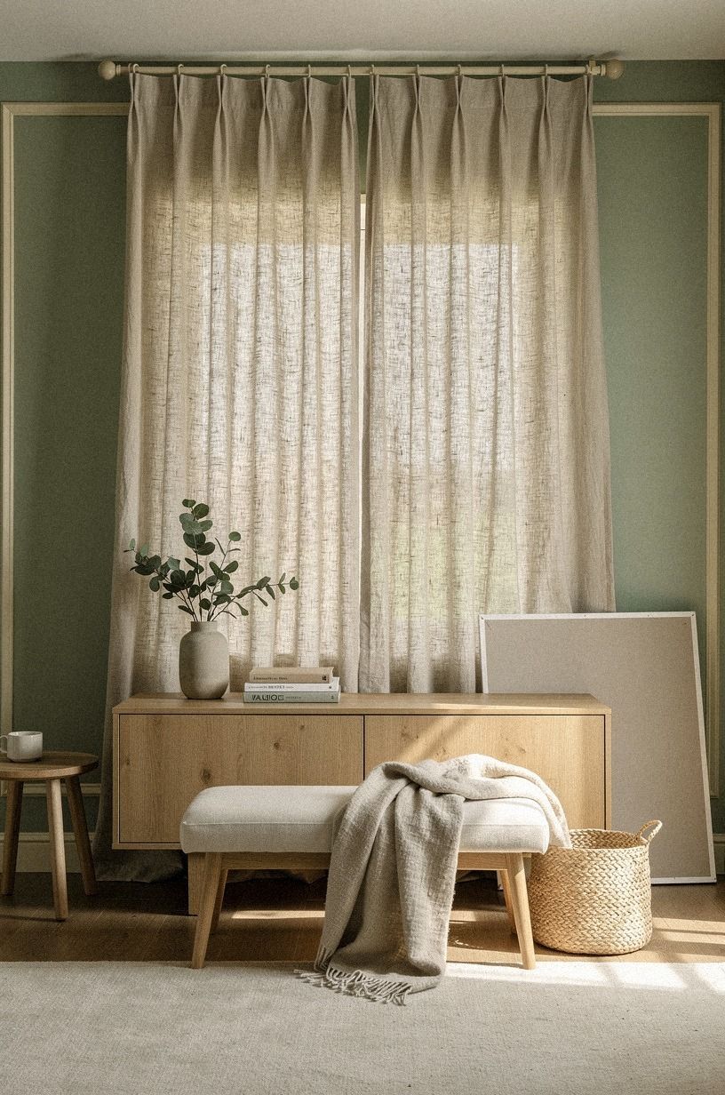 Layer a Linen Curtain Wall for Rental Friendly Decor