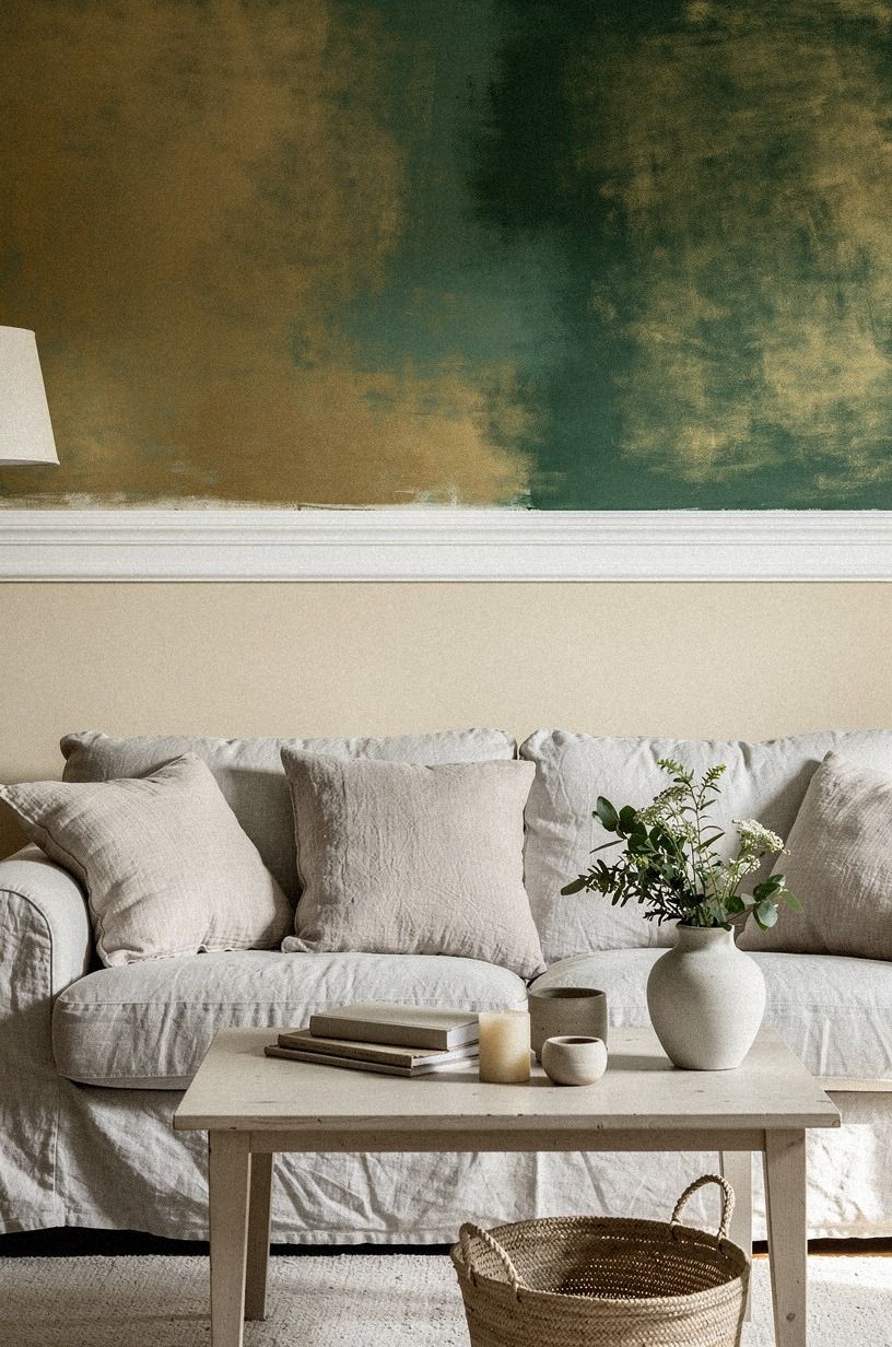 Mix Two Removable Colors Above a Chair Rail