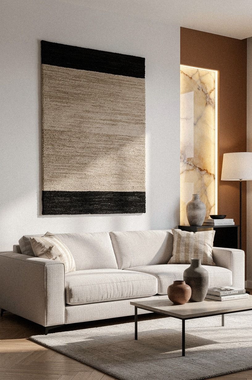 One Oversized Textile Over a Gallery Wall