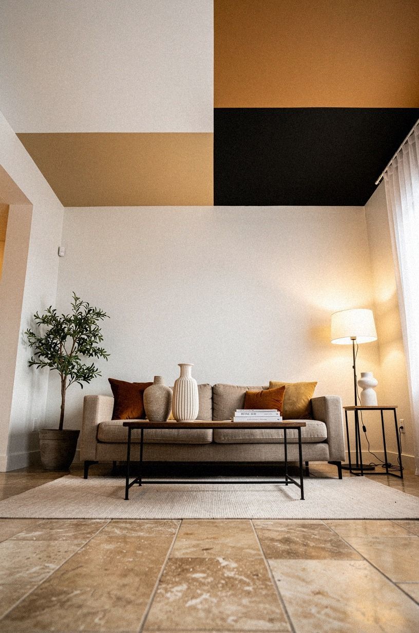 Paint a Ceiling Illusion With Removable Color Blocking